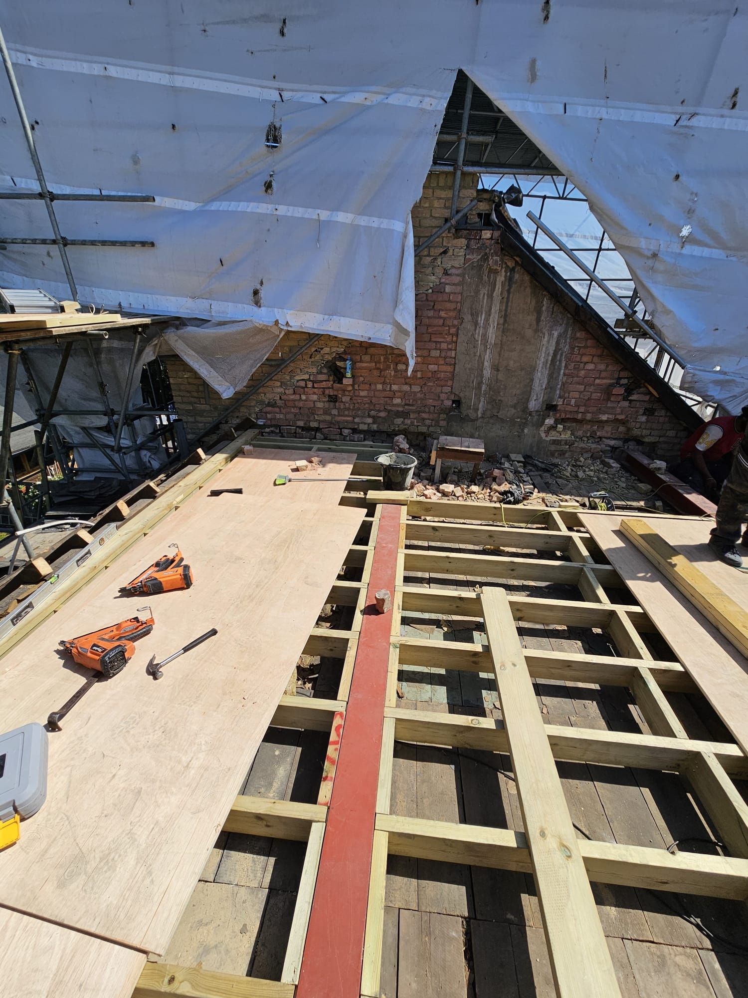 Loft home office conversion in progress by JFA Construction Group in Hackney